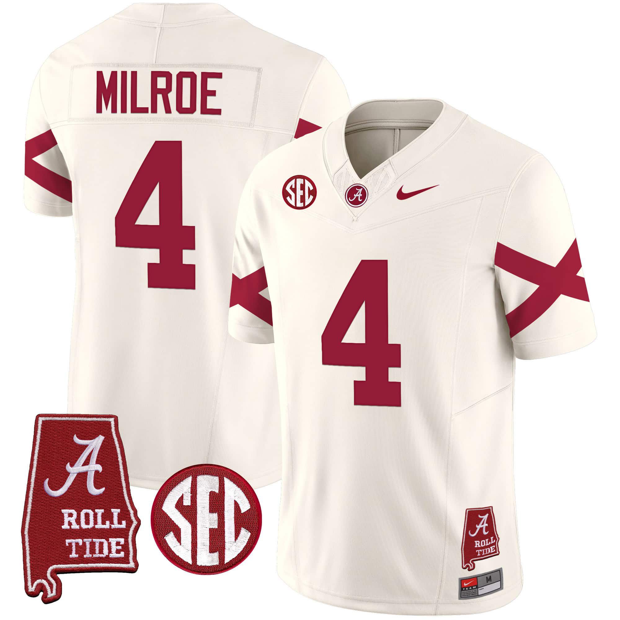 Men Alabama Crimson Tide #4 Milroe Cream Map Vapor Limited 2024 Nike NCAA Jersey->indianapolis colts->NFL Jersey